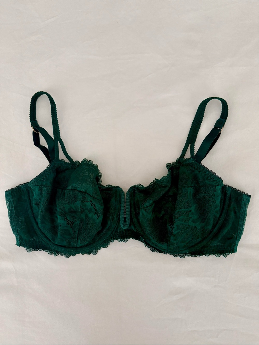 Auden Forest Green Lace Unlined Balconette Underwire Bra Sheer 38C